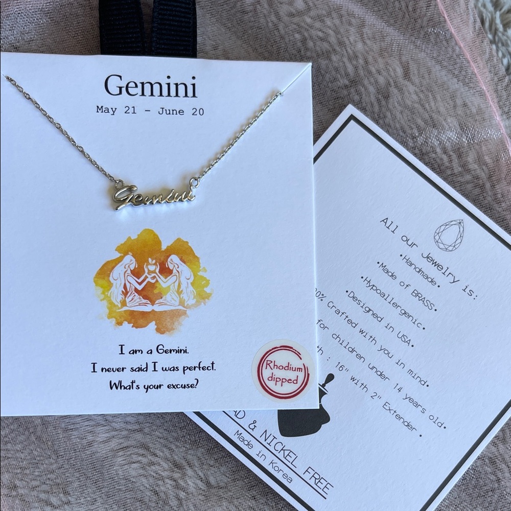 Gemini Zodiac Silver Necklace